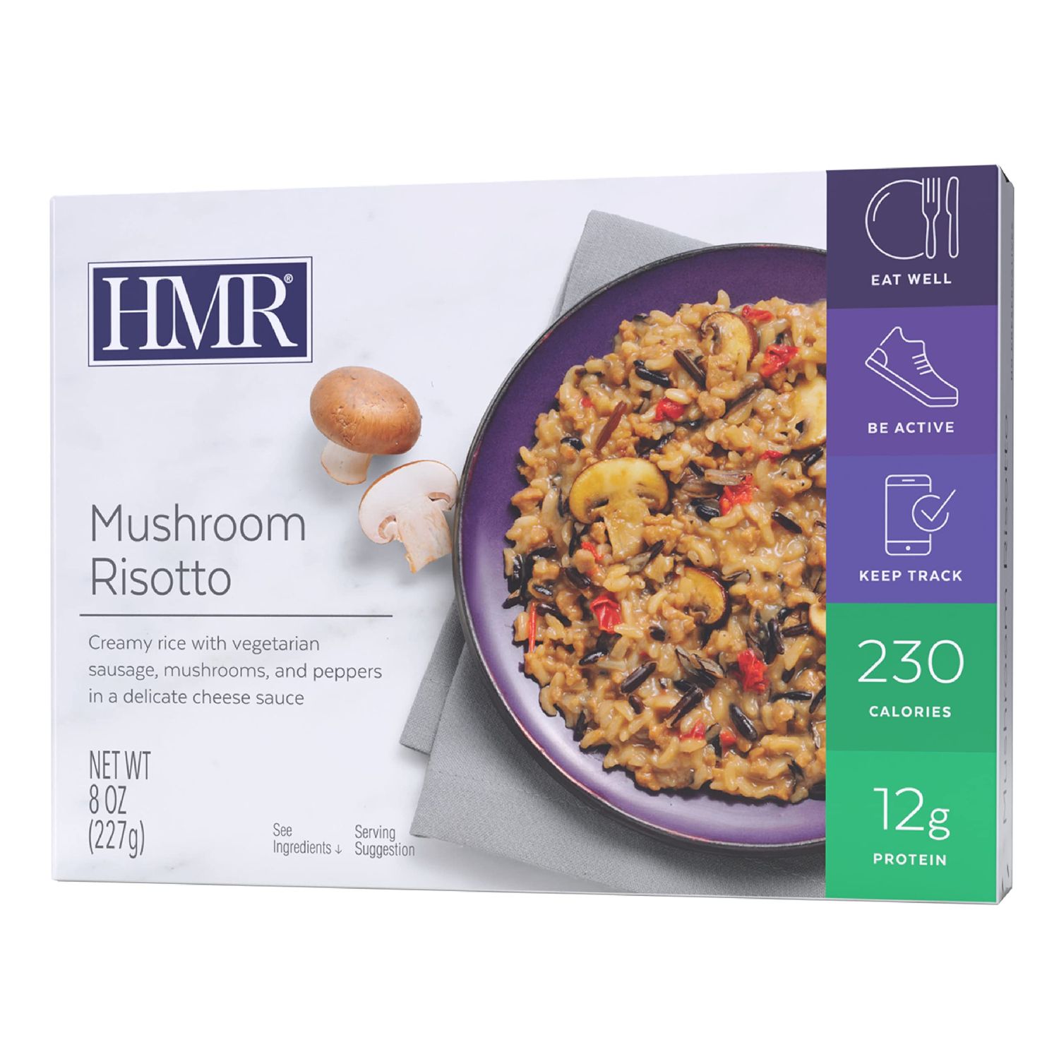 HMR Mushroom Risotto Entre | Pre-packaged Lunch or Dinner to Support Weight Loss | Ready to Eat | Vegetarian | 12g of Protein | Low Calorie Food | 8oz Serving per Meal | Pack of 6