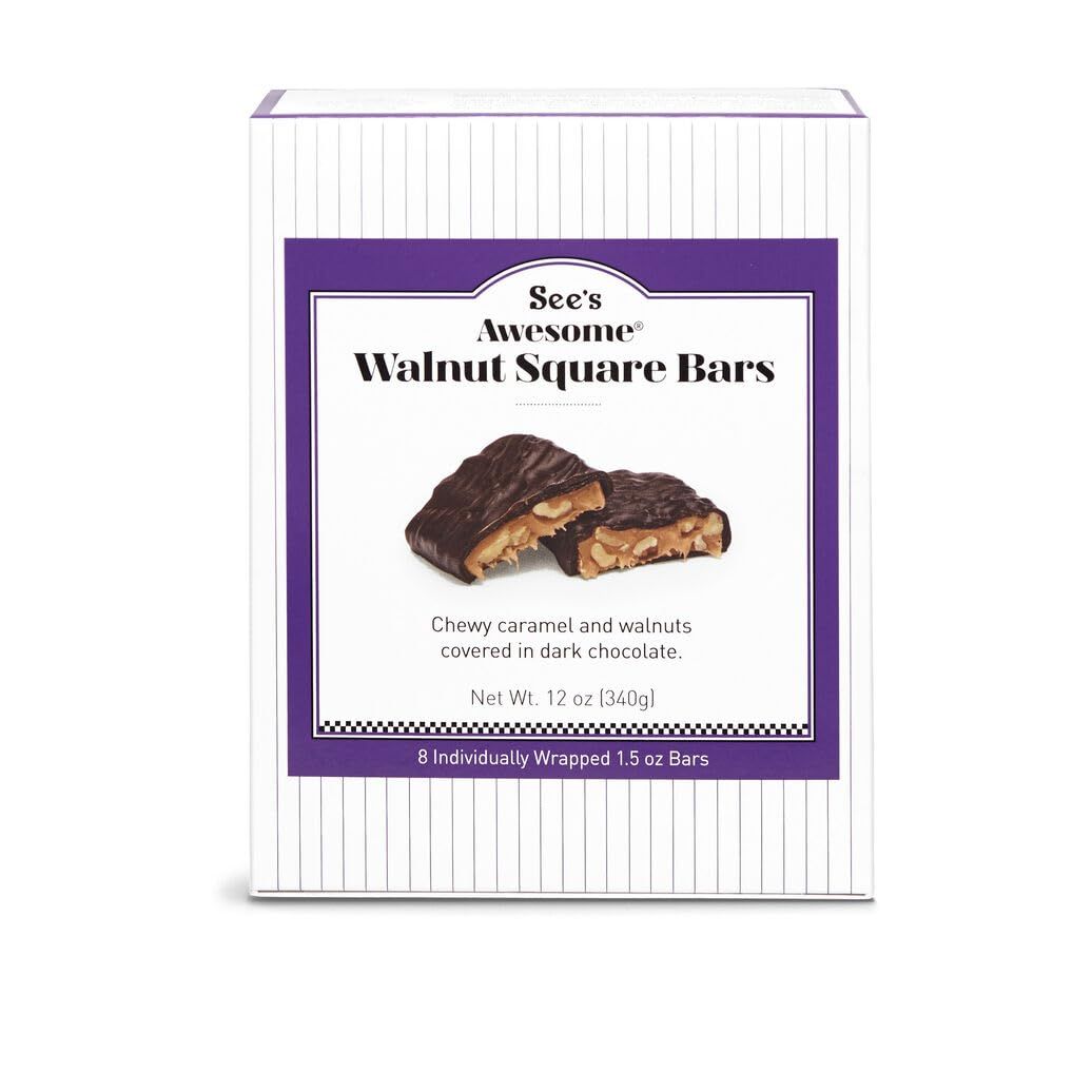 See&#39;s Candies 12 oz Awesome Walnut Square Bars (8 Individually Wrapped Bars)