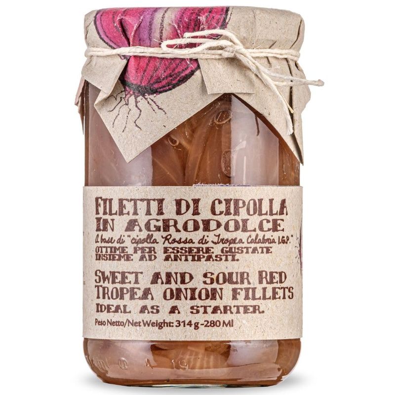 Red Tropea Calabrian Onions (P.GI.),6.3 oz, Italian Sweet and Sour Red Onion, Artigiani dei Sapori, Product of Italy