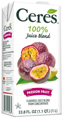 Ceres 100% All Natural Pure Fruit Juice Blend, Passion Fruit - Gluten Free, Rich in Vitamin C, No Added Sugar or Preservatives, Cholesterol Free - 33.8 FL OZ (2)