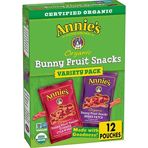 Annie&#39;s Homegrown Organic Bunny Fruit Snacks, Variety Pack, 12 Pouches, 9.6 oz Box