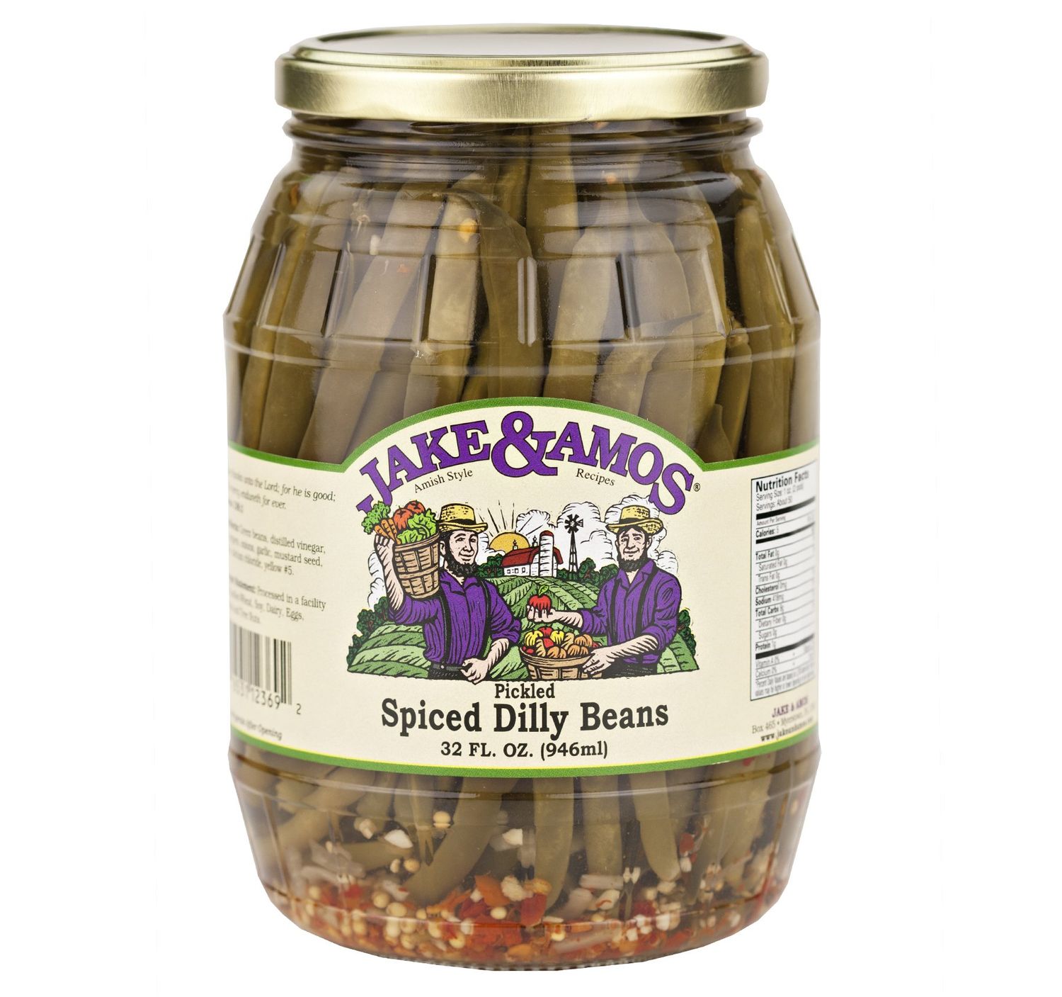 Jake &amp; Amos Pickled Spiced Dilly Beans 32 Oz. (2 Jars)