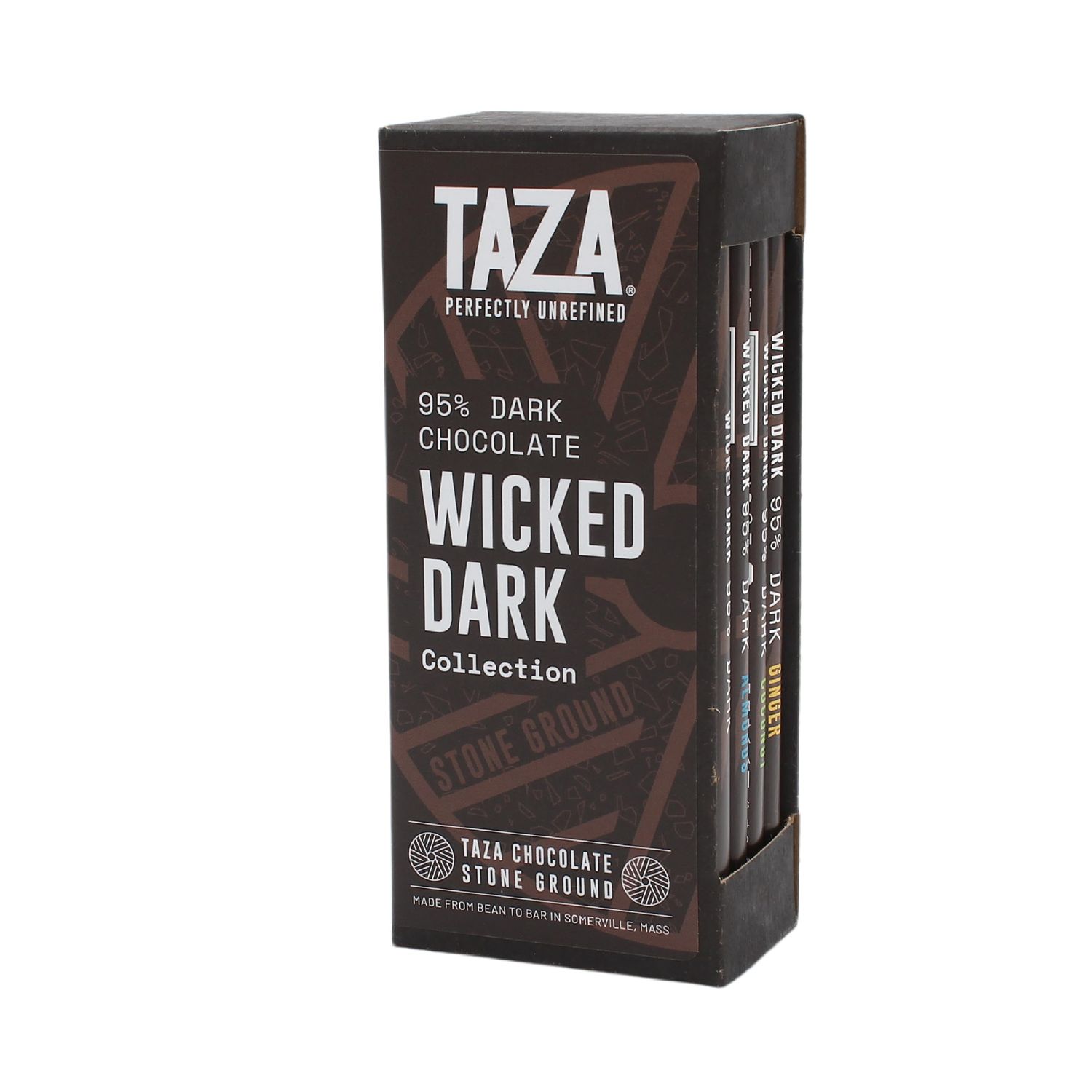 Taza Chocolate Organic Wicked Dark 95% Dark Bar Variety Pack Bundle, 2.5 oz (4 count), Vegan