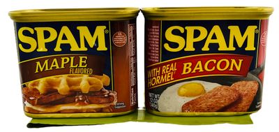 Spam Lover&#39;s Breakfast Bundle: Includes Maple Flavored Spam and Spam Made with Real Bacon and 1 Reusable Bag for Leftovers or Storage.