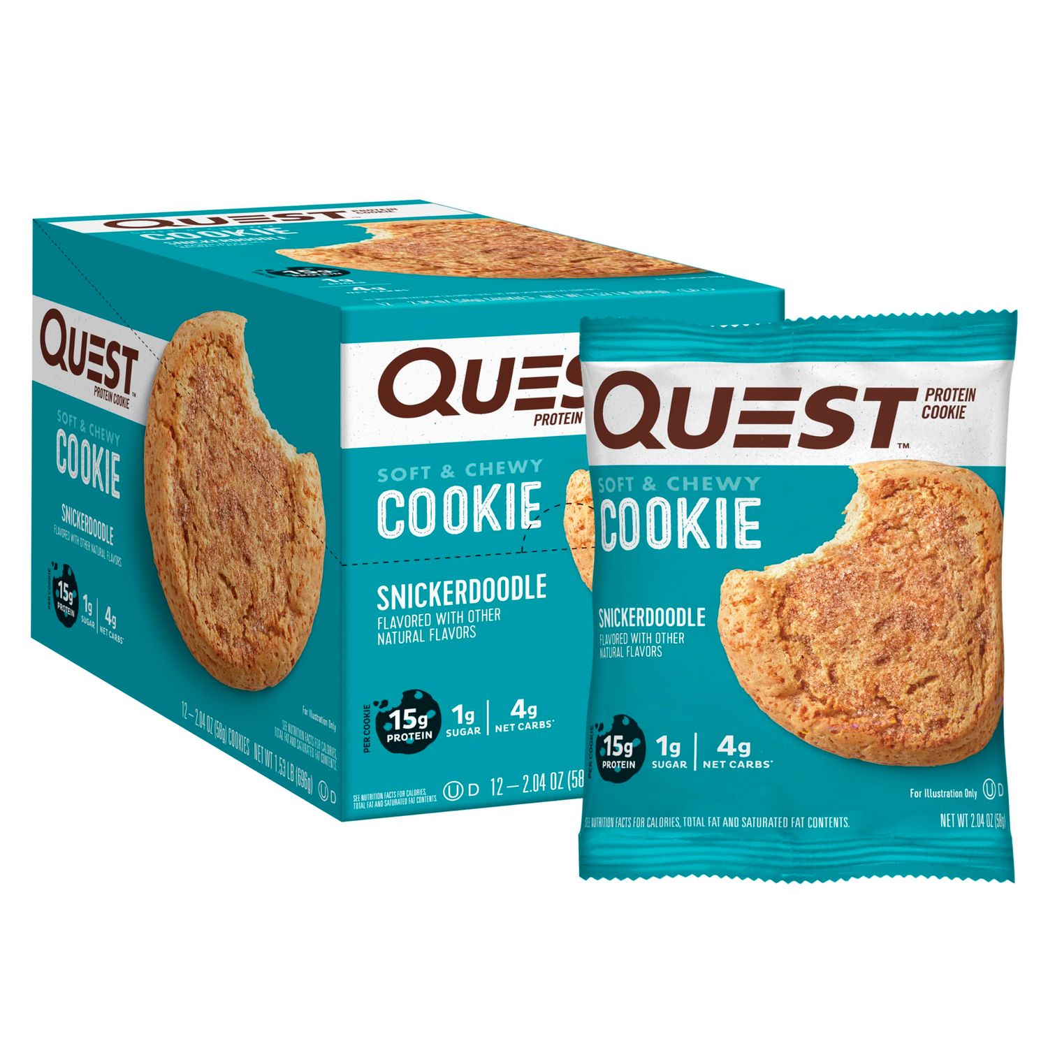 Quest Nutrition Snickerdoodle Protein Cookie, High Protein, Low Carb, Gluten Free, 12Count