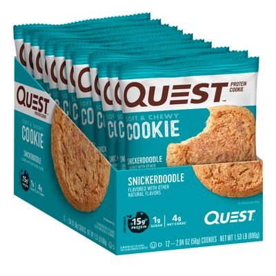 Quest Nutrition Snickerdoodle Protein Cookie, High Protein, Low Carb, Gluten Free, 12Count