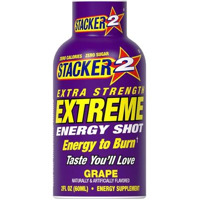 Stacker 2 Extra Strength Extreme Grape Energy Shots, 2oz (Pack of 12)