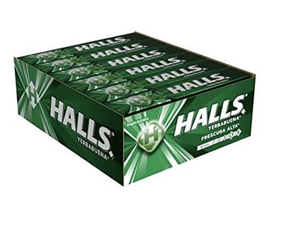 Mexican Halls Yerba Buena Spearmint Flavor (12 pack) Original Classic Edition version mexicana 12 individually Sealed Packs with 9 pieces hard candy dulce macizo