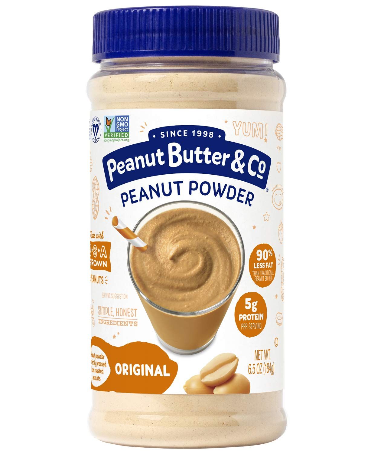 Peanut Butter &amp; Co. Original Peanut Protein Powder, Non-GMO Project Verified, Gluten Free, Vegan, 6.5 oz Jar