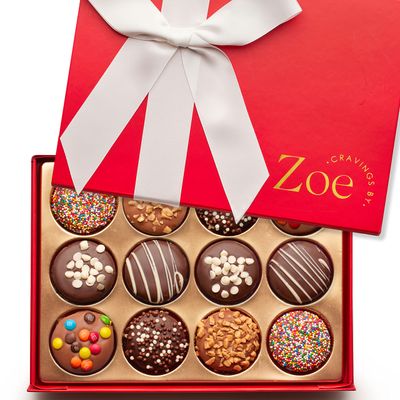 CRAVINGS BY ZOE Gourmet Chocolate Covered Cookies Gift Basket | 12 Piece | Kosher Milk &amp; Dark Belgian Chocolate Food Gift Box | Birthday, Christmas, Holiday, Thank You Gifting Men Women Mom Dad Family