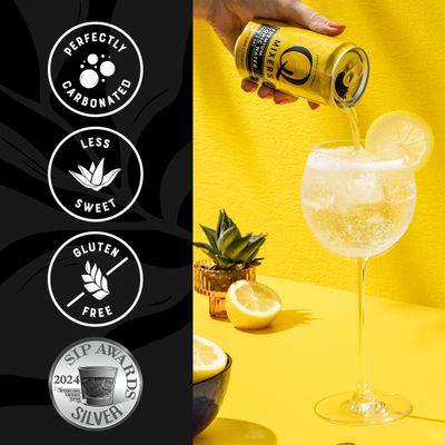Q Mixers Tonic Water with Quinine & Agave - Premium Cocktail & Mocktail Mixers - Made with Real Ingredients, Highly Carbonated, Less Sweet, & Gluten-Free - 45 Calories per Can - 7.5 Fl oz (Pack of 24)