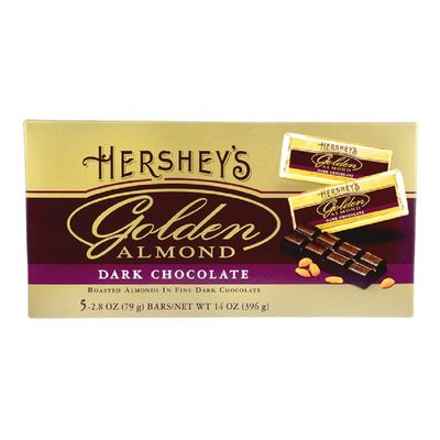 HERSHEY&#39;S GOLDEN ALMOND Dark Chocolate Bar, 14 oz. gift box 5 x 2.8oz