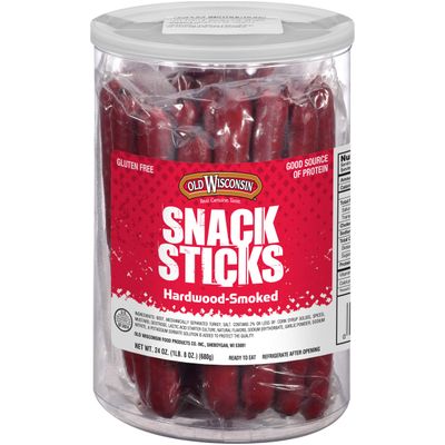 OLD WISCONSIN Beef Snack Sticks, High Protein, Gluten Free, 24 Ounce Resealable Jar