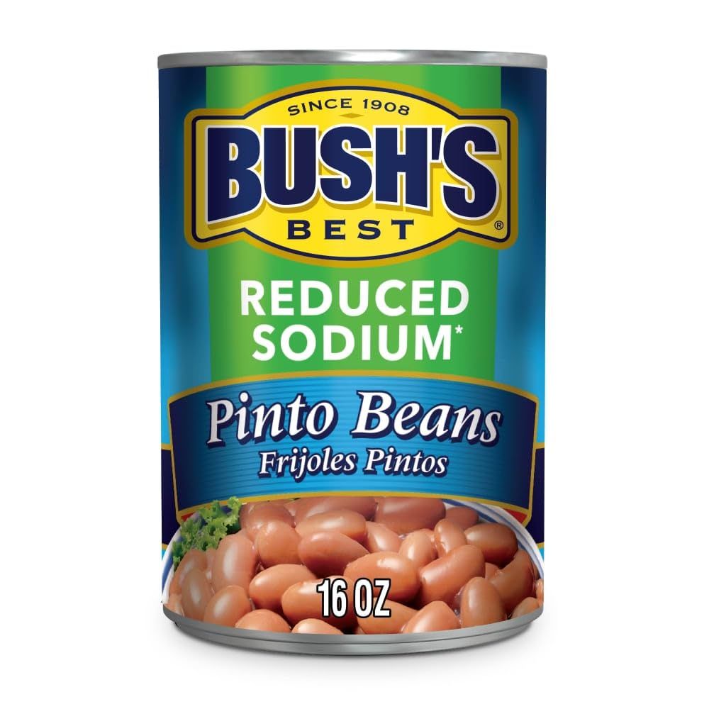 BUSH&#39;S BEST Pinto Beans, 16 Ounce Can, Canned Beans, Pinto Beans Canned, Source of Plant Based Protein and Fiber, Low Fat, Gluten Free, For Soups, Salads and More