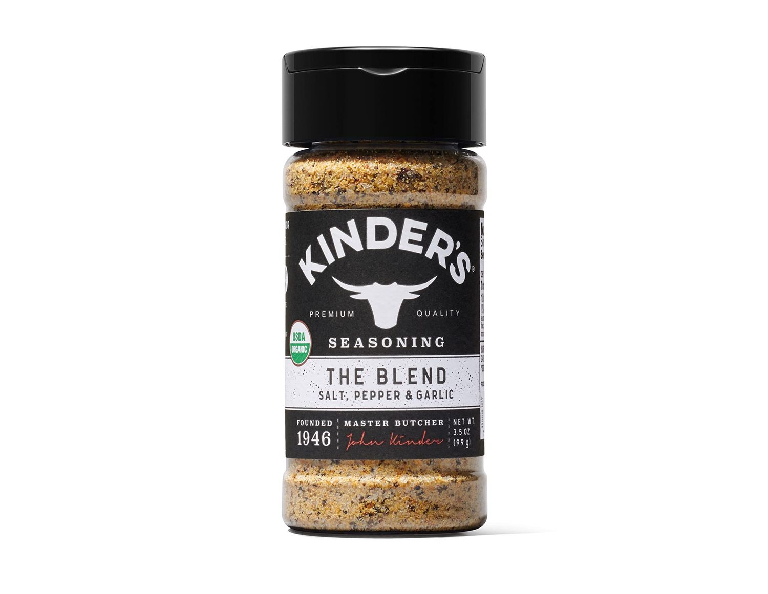 Kinder&#39;s Organic The Blend Seasoning (Salt, Pepper and Garlic), Premium Quality Seasoning, MSG Free and USDA Certified Organic, 3.5oz