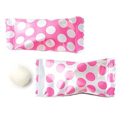Polka Dot Peppermint Balls 100ct - After Dinner Mints Individually Wrapped - Soft &amp; Savory (Pink)