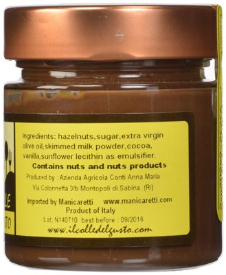 Il Colle Del Gusto Smooth Hazelnut Chocolate Spread with Extra Virgin Olive Oil, Noccioliva, 8.1 Ounce