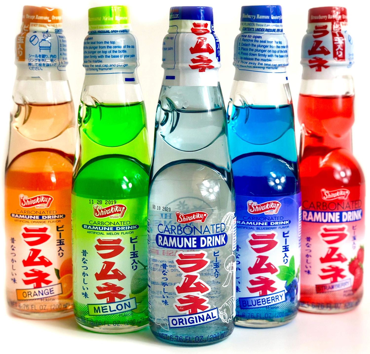 Ramune Japanese Soda Variety Pack of 3 - Shirakiku Multiple Flavors - Japanese Drink Gift Box (5 Count)