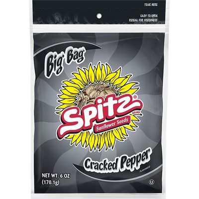 Spitz Cracked Pepper Flavored Sunflower Seeds, 6 oz Bag (Pack of 12)