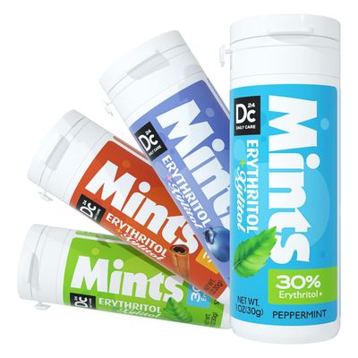 DC24 DAILY CARE Xylitol Mints,No Aspartame Sugar Free Mints,Low-Calorie with Erythritol, Breath Mints Dry Mouth Diabetic Friendly,Assorted Flavors 30 Pieces (Pack of 4)