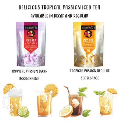 Shangri-La Tea Company Iced Tea Bags, Tropical Passion Decaf, Unsweetened and All Natural, Brews 2 Quarts Per Tea Bag, (6 Count) (5057)