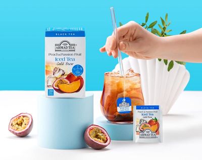 Ahmad Tea Black Tea, Cold Brew Peach and Passion Fruit Teabags, Iced Tea, 20 ct (Pack of 6) - Caffeinated and Sugar-Free