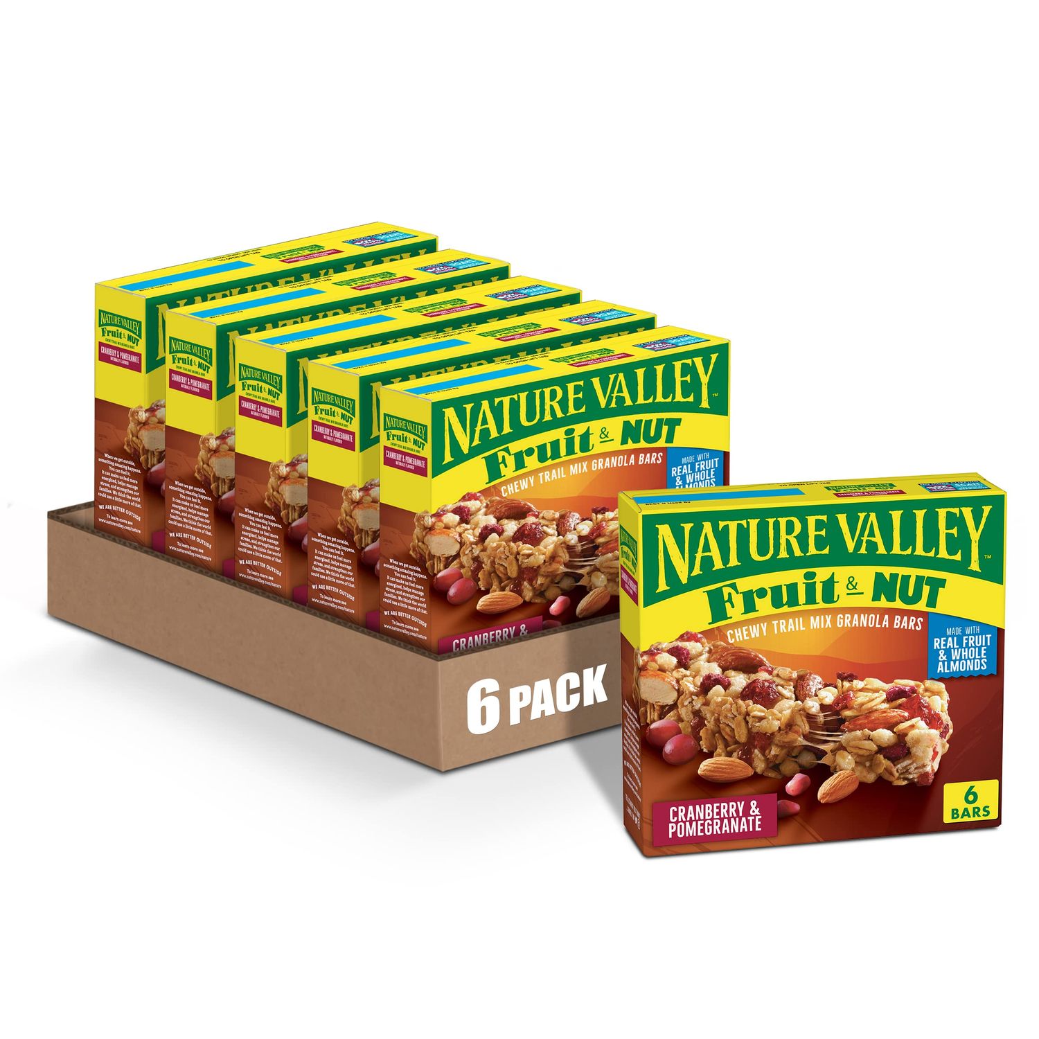 Nature Valley Chewy Fruit &amp; Nut Granola Bars, Cranberry Pomegranate, 6 Bars, 6.7 OZ (Pack of 6)