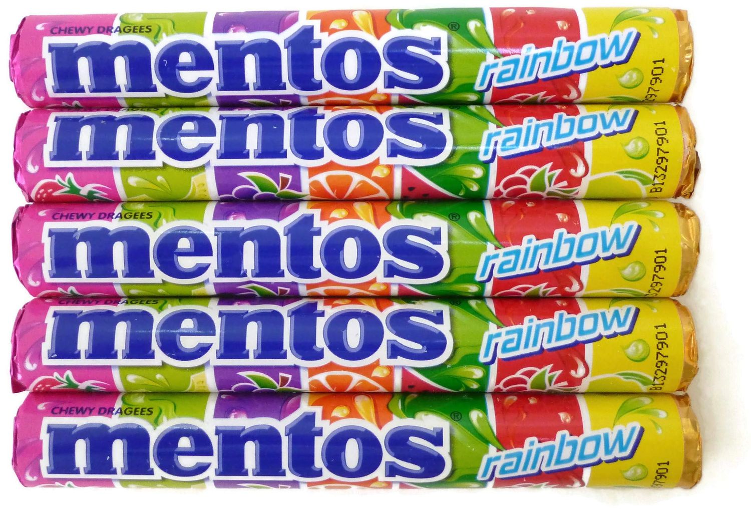 Mentos Rainbow Chewy Dragees Flavors Gummy Candy Pack of 5