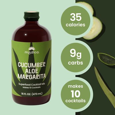 Modica Cucumber Aloe Margarita Cocktail &amp; Mocktail Mix (Makes 10 Drinks) with Superfoods, Vitamins &amp; Electrolytes