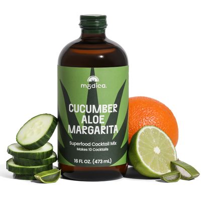 Modica Cucumber Aloe Margarita Cocktail &amp; Mocktail Mix (Makes 10 Drinks) with Superfoods, Vitamins &amp; Electrolytes