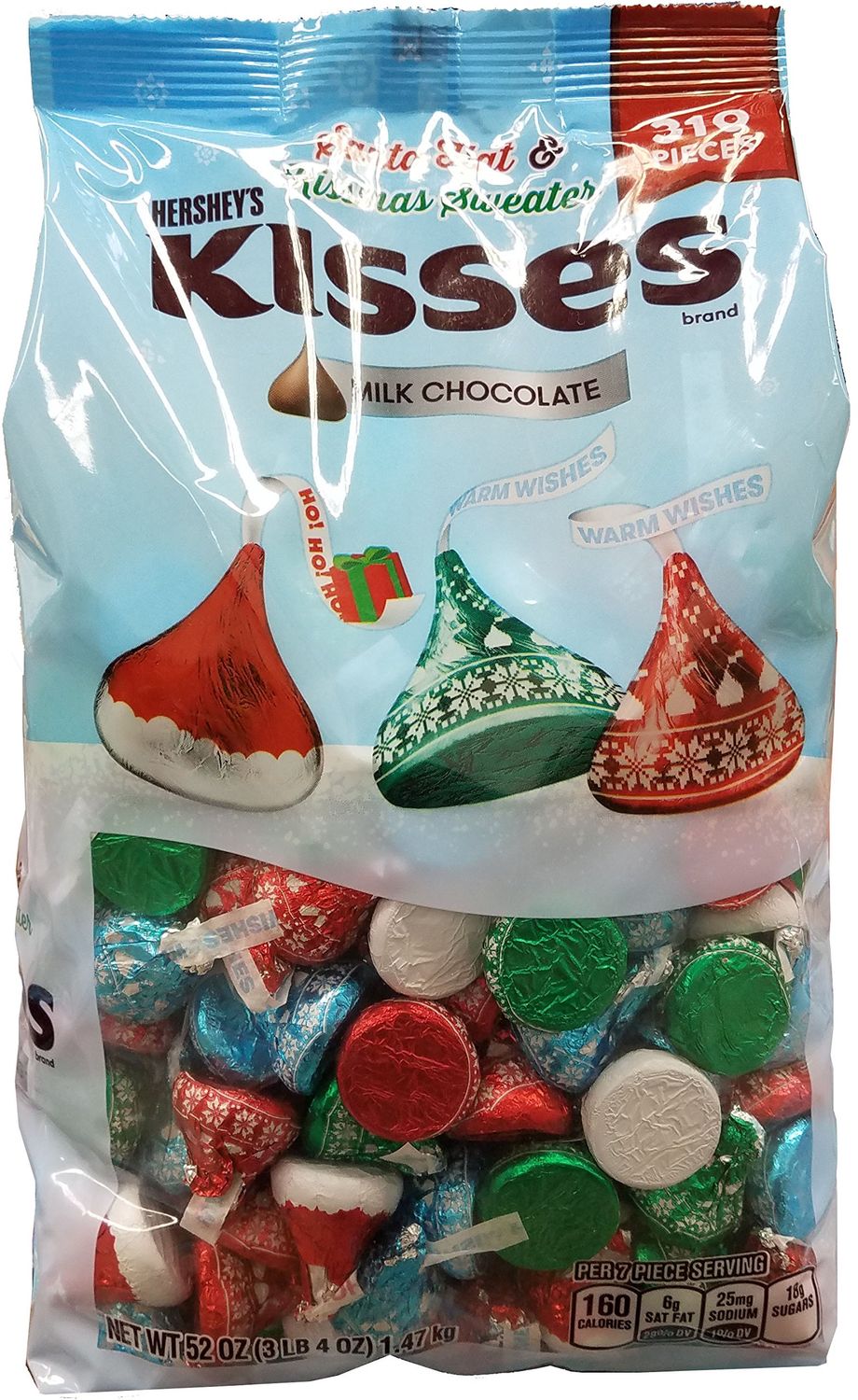 Hershey&#39;s Kisses Milk Chocolate Santa Hat &amp; Kissmas Sweater, 310 Coun