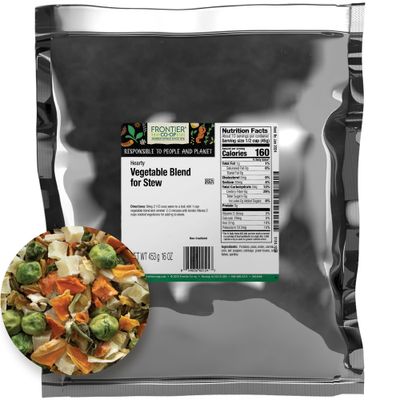 Frontier Co-op Hearty Vegetable Herb Blend for Stew, 1lb, Kosher - Mixed Dried Vegetables For Soup, Stir Fry, Ramen with Onion, Carrots, Peas, Corn, Potatoes &amp; Parsley
