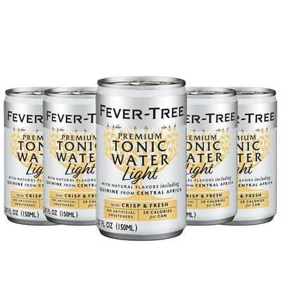 Fever Tree Light Tonic Water - Premium Quality Mixer and Soda - Refreshing Beverage for Cocktails &amp; Mocktails 150ml Cans - Pack of 5