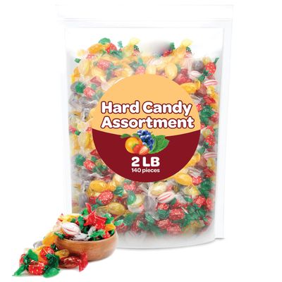 Old-School Hard Candy Christmas Assortment - Bulk Pack 2 Pounds - Cinnamon, Strawberry, Peppermint, Butterscotch, Fruit Flavors