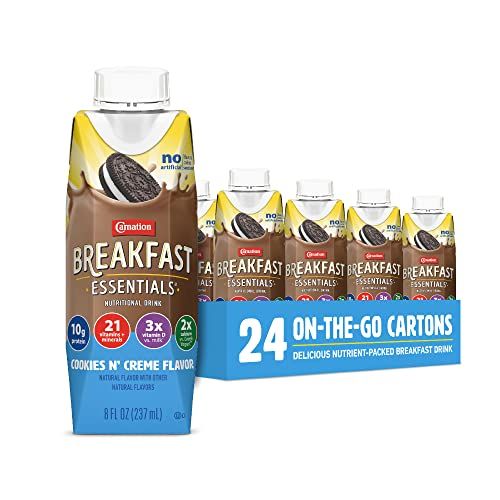 Carnation Breakfast Essentials Complete Nutritional Drink Cookies N Crme Flavor 8 oz Bottle 24 Ct