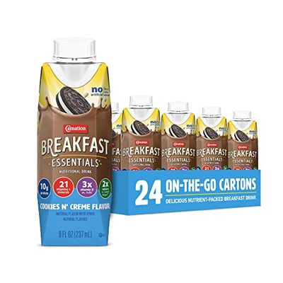 Carnation Breakfast Essentials Complete Nutritional Drink Cookies N Crme Flavor 8 oz Bottle 24 Ct