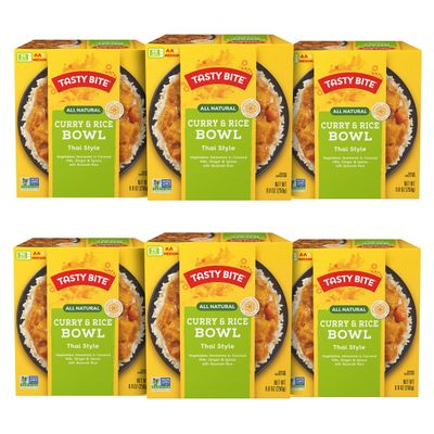 Tasty Bite Thai Style Curry &amp; Rice Bowl, 8.8 Ounce, Pack of 6, Ready to Eat Microwaveable, Vegetarian, Gluten Free