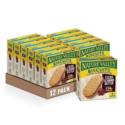 Nature Valley Biscuit Sandwiches, Cocoa Almond Butter, 5 ct, 6.75 OZ (Pack of 12)