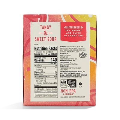 Whole Foods Market 4 Pack Organic Italian Soda, Pink Grapefruit, 11.2 Fluid Ounce