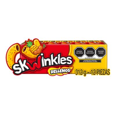 Lucas Skwinkles Pineapple - Tamarind Filled Flavored Sweet &amp; Sour Candy Strips, 0.92oz - 12 Pieces for Treats, Fruit, Parties, Piatas