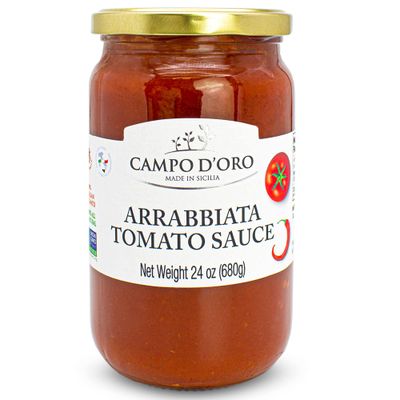 Arrabiatta Tomato Sauce 24 oz, Campo D&#39;Oro, Pasta Sauce, Italian Specialties &amp; Italian Food. 100% Made in Italy.