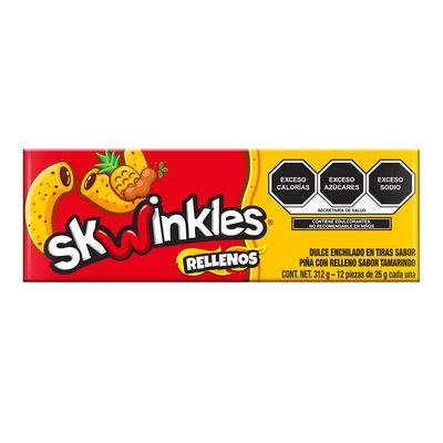 Lucas Skwinkles Pineapple - Tamarind Filled Flavored Sweet &amp; Sour Candy Strips, 0.92oz - 12 Pieces for Treats, Fruit, Parties, Piatas