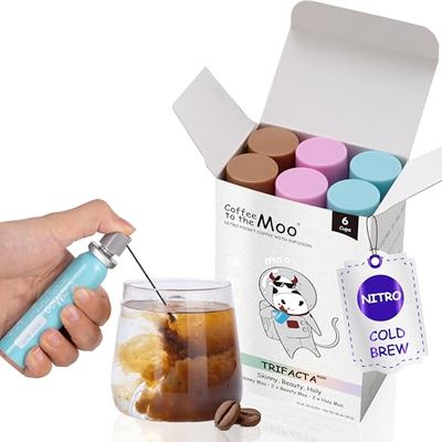 Coffee to the Moo Nitro Cold Brew Coffee Concentrate, Mix Pack (KETO, Collagen &amp; Mushroom Coffee), Instant Hot or Iced, Pocket/Purse Sized &amp; Travel Friendly, No Refrigeration, 6 Cups