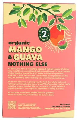 SOLELY - Organic Mango &amp; Guava Whole Fruit Gummies (1 Box, 5 Single Serving Bags per Box) - Real Fresh Fruit - Healthy Snacks for Adults &amp; Kids - Non GMO, Vegan Snacks, Shelf Stable - 5 Bags (3.5 oz)