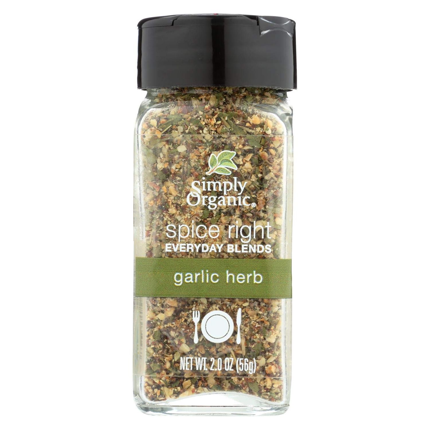 Simply Organic Spice Right Everyday Seasoning Blends, Garlic &amp; Herb, Certified Organic | 2 oz | Pack of 6
