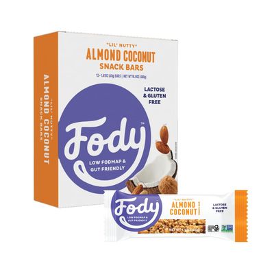Fody Foods Vegan Protein Nut Bars, Almond and Coconut Flavor, 6g Protein per Bar, Low Fodmap Certified, Sensitive Recipe, Gut &amp; IBS Friendly, 12 Count