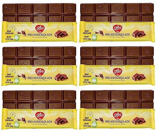 Freia Norwegian Milk Chocolate Bars, 60g, 6-Pack, Individually Wrapped, Rich, Decadent, Melt-in-Your-Mouth