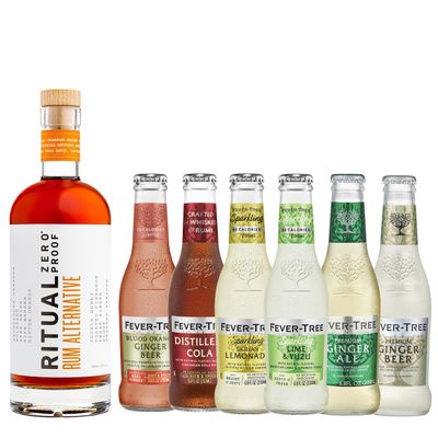 Ritual Zero Non-Alcoholic Rum Alternative with 6 Pack of Mixed Fever Tree for your favorite Alcohol-Free Mixed Drink