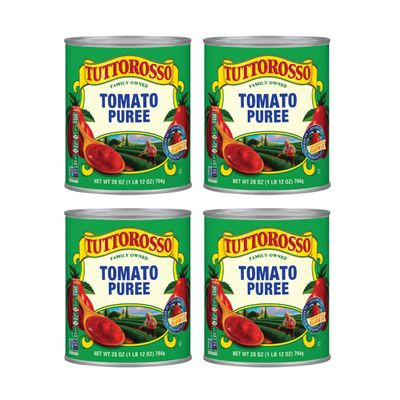 Tuttorosso Tomato Puree, Gluten Free and Vegetarian Recipe, 28 Ounce Can, 4-Pack