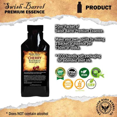 Cherry Bourbon Whiskey Essence | Bootleg Kit Refills | Thousand Oaks Barrel Co. | Gourmet Flavors for Cocktails Mixers and Cooking | 20ml .65oz Packet